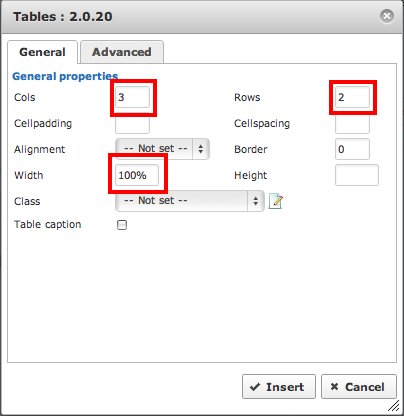 Creazione di una nuova tabella in joomla attraverso l'editor JCE